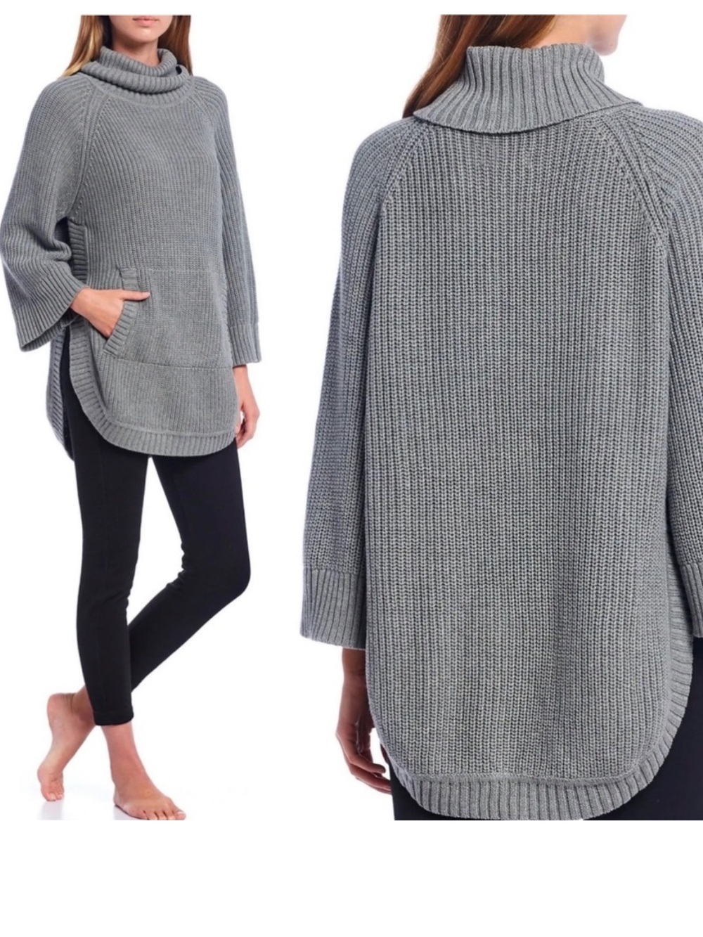 UGG Raelynn Turtleneck Sweater Women's M Gray Poncho Comfort